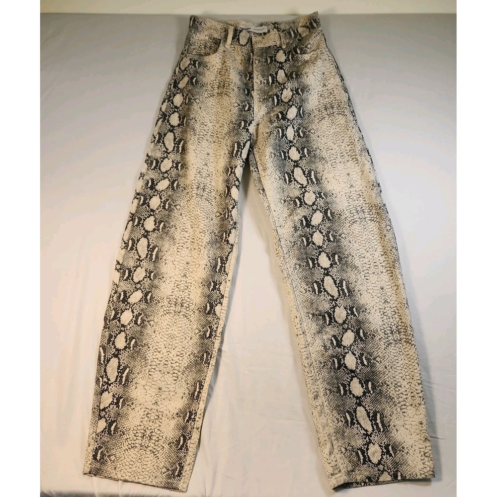 Bershka Jeans Womens US4 High Rise Relaxed Ballon Barrel Snake Skin Print